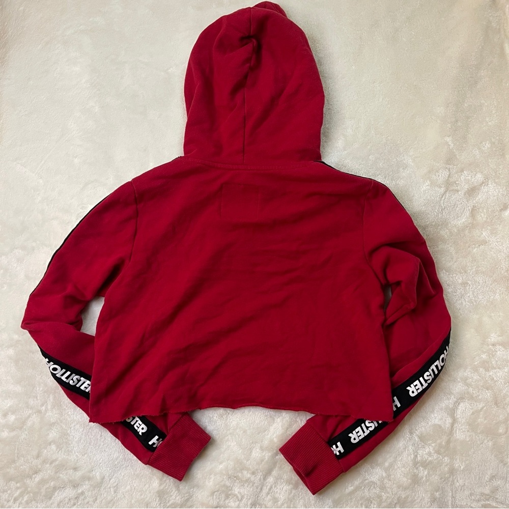 Hollister Women’s Red Long Sleeve Cropped Top Hoodie Size Medium - Picture 3 of 10